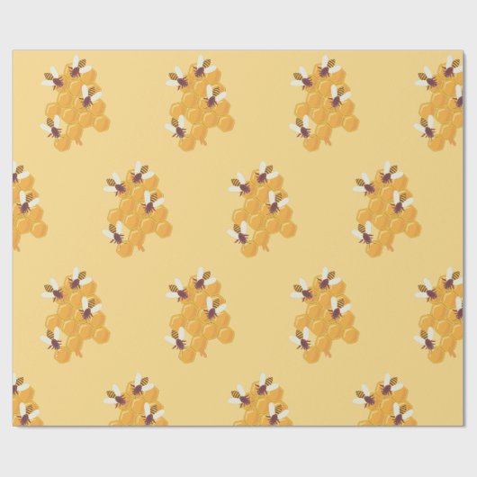 Honingbijen en honingraatontwerp cadeaupapier (Vlak)
