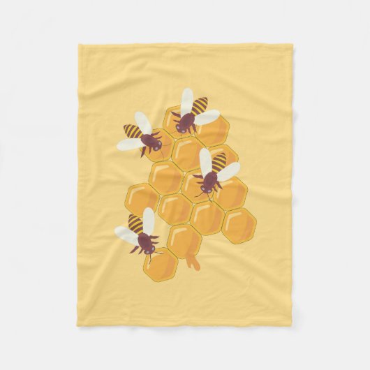 Honingbijen en honingraatontwerp fleece deken (Voorkant)