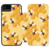Honingbijen en honingraatontwerp incipio iPhone portemonnee hoesje (Agenda Open)