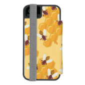 Honingbijen en honingraatontwerp incipio iPhone portemonnee hoesje (Agenda Achterkant)