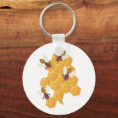 Honingbijen en honingraatontwerp sleutelhanger (Voorkant)