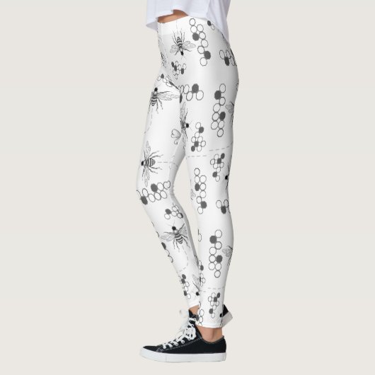 Honingbijen en klaverzwarte en witte Leggings (Links)