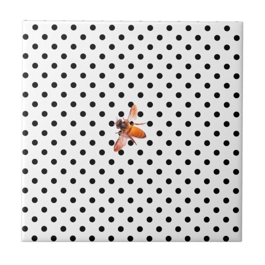 Honingbijen en polka-stippen tegeltje (Voorkant)