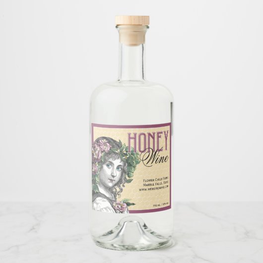 Honingbijen en -Rozen Likeurfles Etiket (Voorkant)