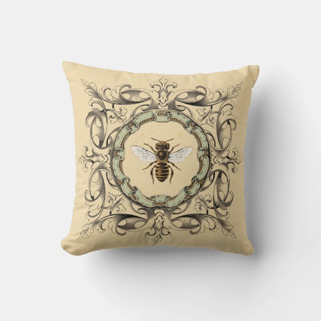 Honingbijen en Vintage Lijsten van rante Kussen (Voorkant)