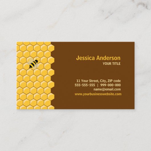 Honingbijen en visitekaartjes van honingraat (Voorkant)