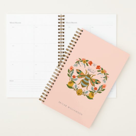  honingbijen en wilde bloemen, grote illustratie planner (Display)