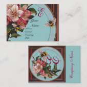 HONINGBIJEN EN WILDE ROZEN IN SKY BLUE MONOGRAM VISITEKAARTJE (Voorkant / Achterkant)