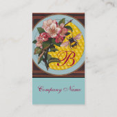 HONINGBIJEN EN WILDE ROZEN IN SKY BLUE MONOGRAM VISITEKAARTJE (Achterkant)