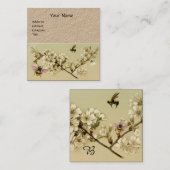 HONINGBIJEN EN WILDE ROZEN MONOGRAM Kraft Paper Vierkante Visitekaartje (Voorkant / Achterkant)