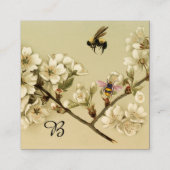 HONINGBIJEN EN WILDE ROZEN MONOGRAM Kraft Paper Vierkante Visitekaartje (Achterkant)