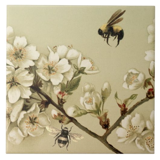 HONINGBIJEN EN WILDE ROZEN MONOGRAM TEGELTJE (Voorkant)
