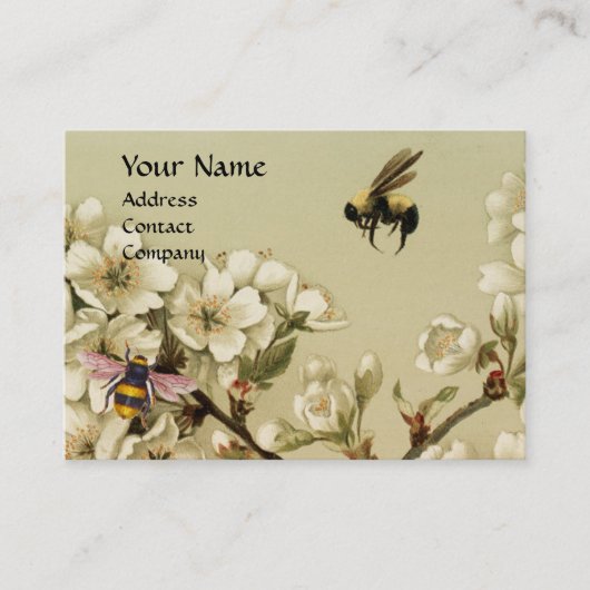 HONINGBIJEN EN WILDE ROZEN MONOGRAM VISITEKAARTJE (Voorkant)