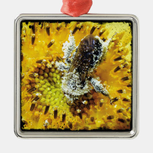 Honingbijen en zonnebloemen metalen ornament