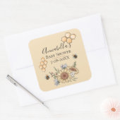 Honingbijen en zonnebloemen vierkante sticker (Envelop)