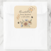 Honingbijen en zonnebloemen vierkante sticker (Tas)