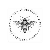 Honingbijen |  familienaam en terugkeeradres rubberstempel (Afrduk)