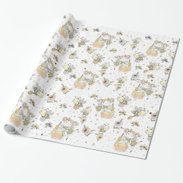 Honingbijen, Feeën & Baby Bijen in Naadloos Patroo Cadeaupapier