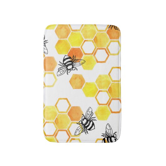 Honingbijen: geel Waterverf Badmat (Voorkant Verticaal)