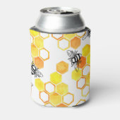 Honingbijen: geel Waterverf Blikjeskoeler (Blikje Achterkant)
