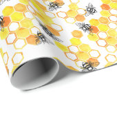 Honingbijen: geel Waterverf Cadeaupapier (Rol Hoek)
