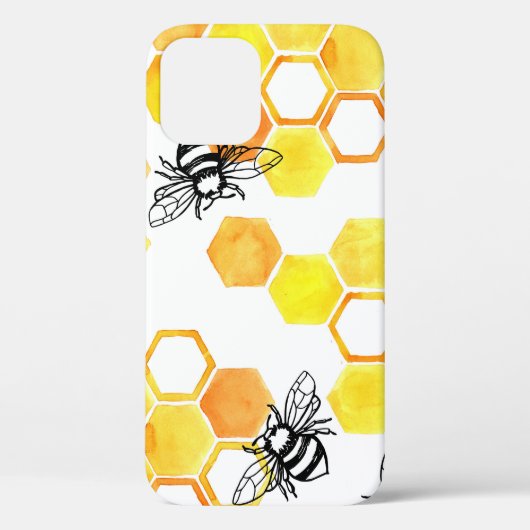 Honingbijen: geel Waterverf Case-Mate iPhone Case (Achterkant)