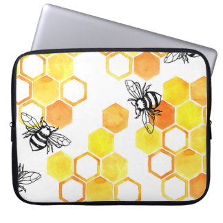 Honingbijen: geel Waterverf Laptop Sleeve
