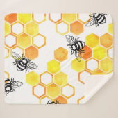 Honingbijen: geel Waterverf Sherpa Deken (Voorkant (horizontaal))