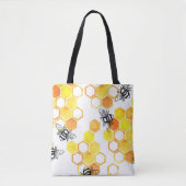 Honingbijen: geel Waterverf Tote Bag (Voorkant)