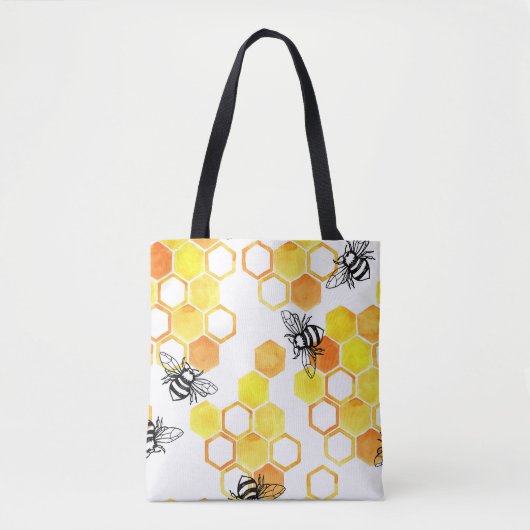 Honingbijen: geel Waterverf Tote Bag (Voorkant)