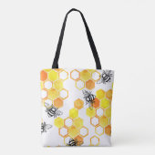 Honingbijen: geel Waterverf Tote Bag (Achterkant)