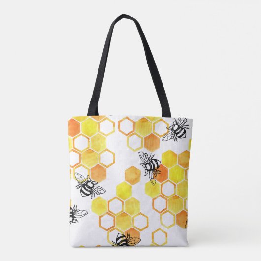 Honingbijen: geel Waterverf Tote Bag (Achterkant)