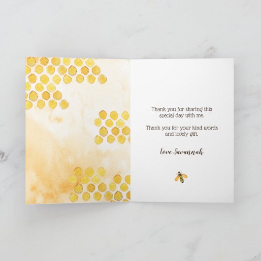 Honingbijen gevouwen Dank je bijenkaart en zonnebl Bedankkaart (Binnen)