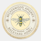 Honingbijen gouden rand Cl Ronde Sticker (Voorkant)