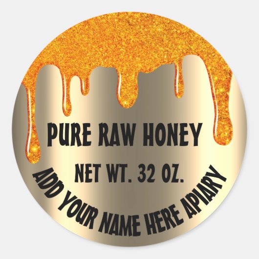Honingbijen Honeycomb. Apiary Drivers Gold 1 Ronde Sticker (Voorkant)