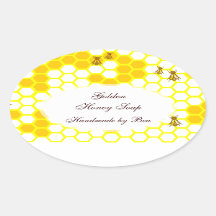 Honingbijen Honeycomb Art Editable Oval Sticker