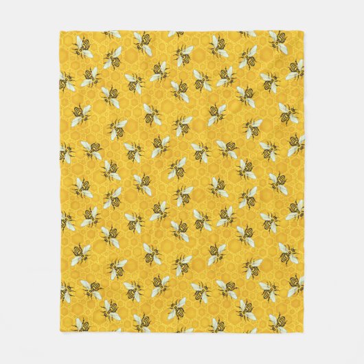 Honingbijen Honeycomb Beehive Bee Natuur Patroon Fleece Deken (Voorkant)