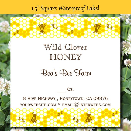 Honingbijen Honeycomb Editable 1,5-inch Square Lab Labels