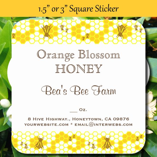 Honingbijen Honeycomb Editable 1,5-inch Square Sti Vierkante Sticker