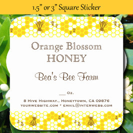 Honingbijen Honeycomb Editable 3-inch Square Stick Vierkante Sticker