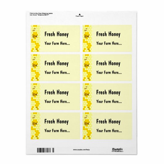 Honingbijen Honeycomb Eigen Label of adreslabel (Full Sheet)