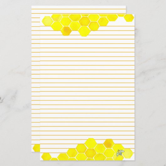 Honingbijen Honeycomb Yellow Lined Letter Writing (Voorkant / Achterkant)