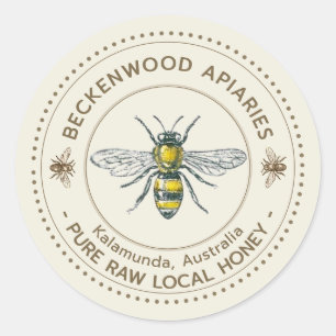 Honingbijen Honing Label Dotted Border Ivoor