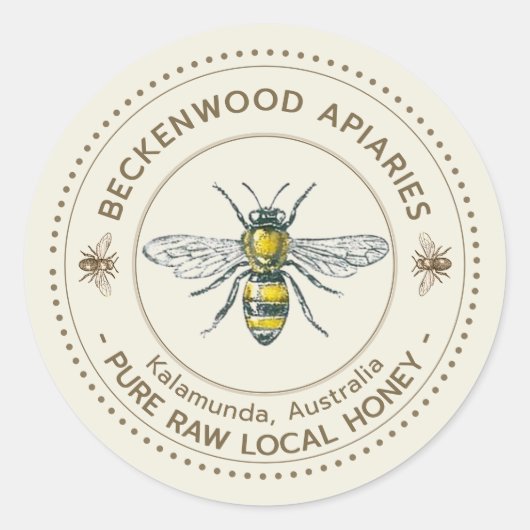  Honingbijen Honing Label Dotted Border Ivoor (Voorkant)