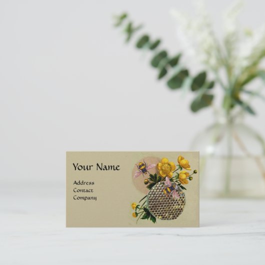 HONINGBIJEN, HONINGRAAT EN BOTERCUPS MONOGRAM Pear Visitekaartje (Staand voorkant)