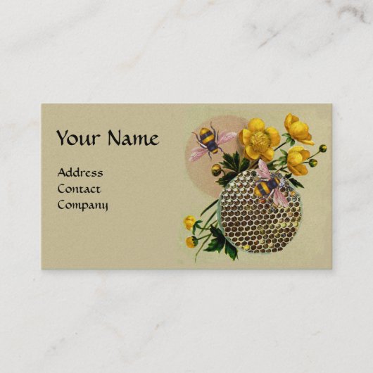HONINGBIJEN, HONINGRAAT EN BOTERCUPS MONOGRAM Pear Visitekaartje (Voorkant)
