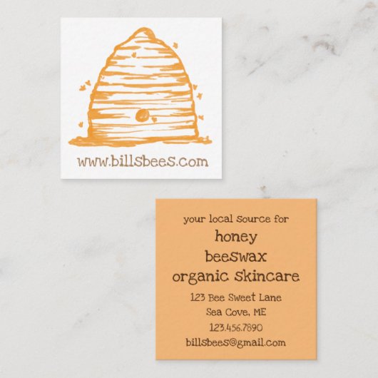 Honingbijen houden bijenwas biologische producten vierkante visitekaartje (Voorkant / Achterkant)