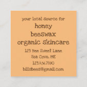 Honingbijen houden bijenwas biologische producten vierkante visitekaartje (Achterkant)