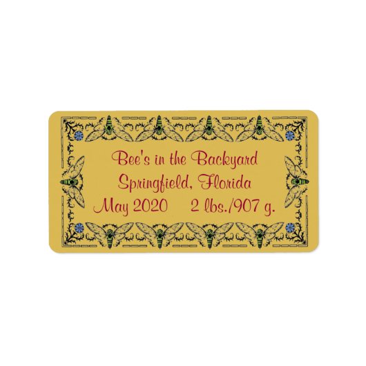 Honingbijen in de achtertuin Golden Honey Jar Etiket (Voorkant)
