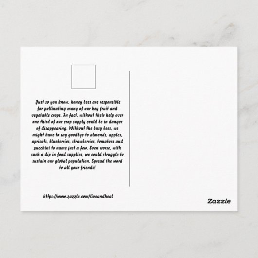 Honingbijen in de Hive Briefkaart (Achterkant)